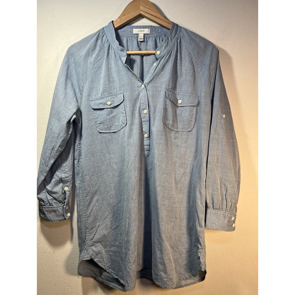 J. Crew Factory Light Blue Chambray Tunic Blouse